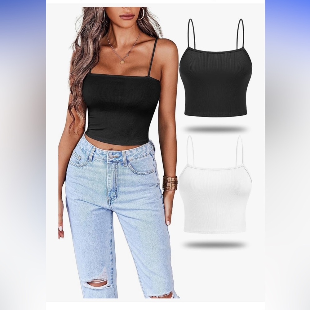 Amazon Black Sleeveless Fitted Crop Top